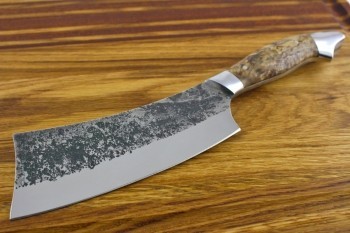 Мясной топорик малый серии "Рататуй" Сталь 95х18 (эл.ковки). Рукоять карельская береза (св.коричневая).